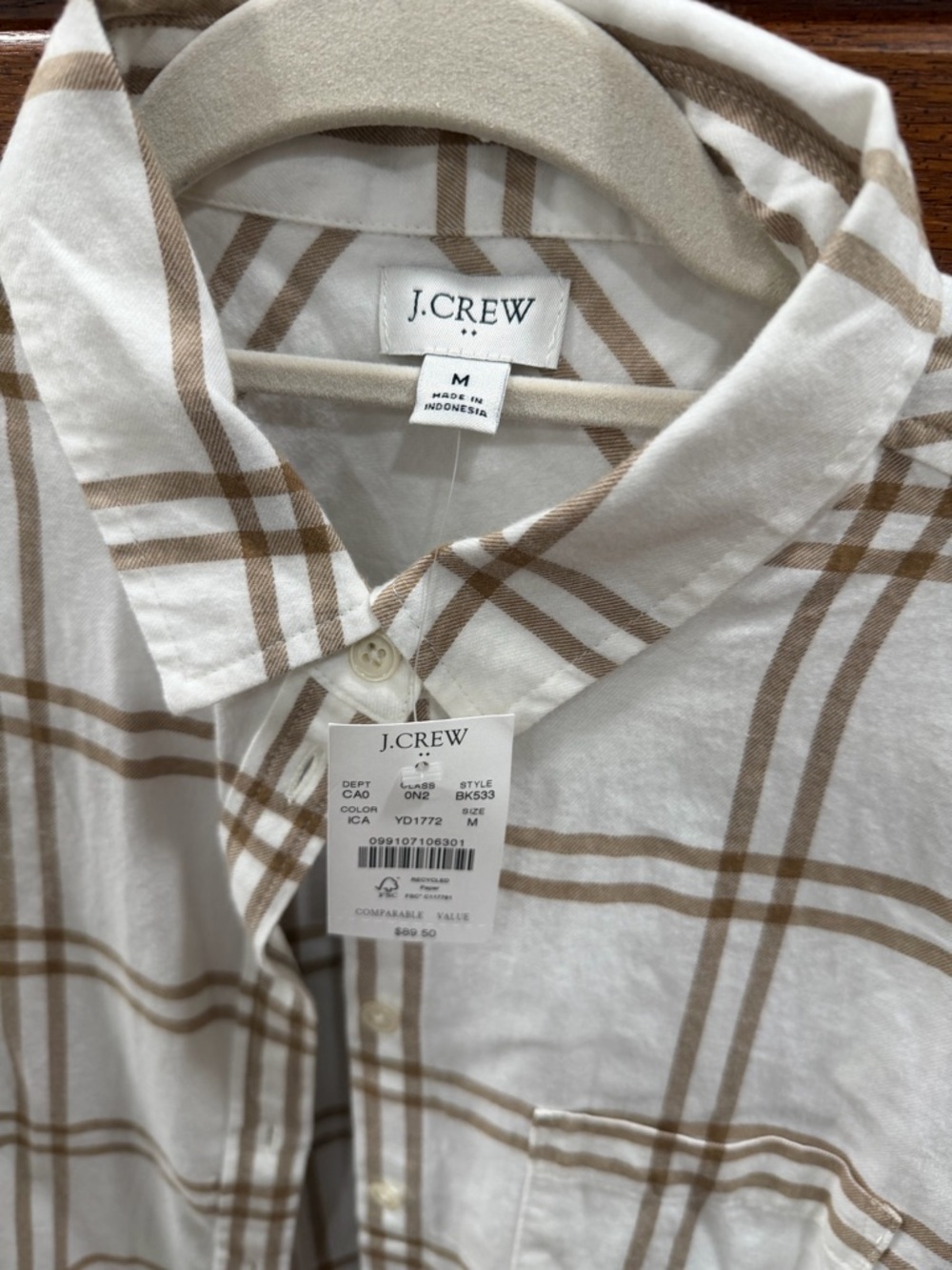 BNWT J.Crew factory flannel plaid shirt, medium